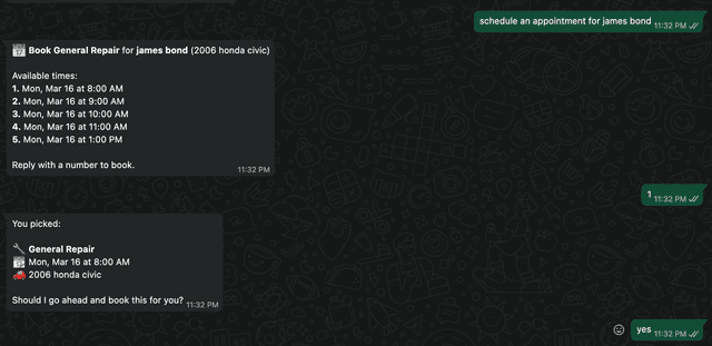 Programacion de citas por WhatsApp